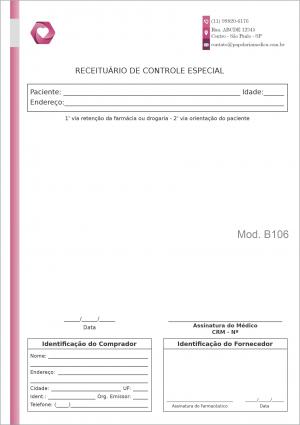 RECEITUÁRIO DE CONTROLE ESPECIAL CARDIOLOGISTA BRUXELAS Papel Autocopiativo 56g A5 (15x21cm) Frente Colorido e Verso em Branco.   