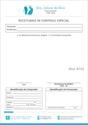 RECEITUÁRIO DE CONTROLE ESPECIAL ORTOPEDIA ATENAS Papel Autocopiativo 56g A5 (15x21cm) Frente Colorido e Verso em Branco.   
