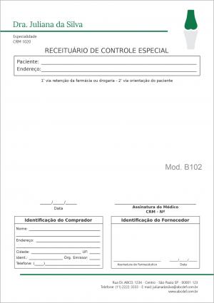 RECEITUÁRIO DE CONTROLE ESPECIAL ORTOPEDIA MACEDÔNIA Papel Autocopiativo 56g A5 (15x21cm) Frente Colorido e Verso em Branco.   