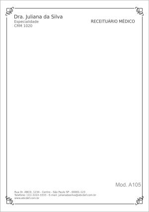 RECEITUÁRIO MÉDICO ARABESCO Papel Sulfite 90g A5 (15x21cm) 4x0 Colorido Frente  Blocos com 50 folhas 