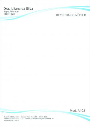 RECEITUÁRIO MÉDICO LINHAS BLUE  A5 (15x21cm)    